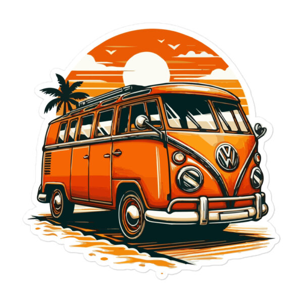 Vintage Orange Van with Sunset Sticker